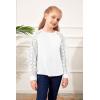 imageBatermoon Girls Long Sleeve Shirts Lace Loose Fit Casual Crewneck Blouses Tops 514 YearsAwhite