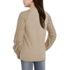 imageBatermoon Girls Long Sleeve Shirts Lace Loose Fit Casual Crewneck Blouses Tops 514 YearsBeige