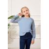 imageBatermoon Girls Long Sleeve Shirts Lace Loose Fit Casual Crewneck Blouses Tops 514 YearsBlue