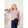 imageBatermoon Girls Long Sleeve Shirts Lace Loose Fit Casual Crewneck Blouses Tops 514 YearsLight Pink