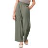 imageBatermoon Girls Pants Paper Bag Elastic Waist Wide Leg Loose Trousers with PocketArmygreen