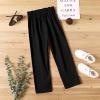 imageBatermoon Girls Pants Paper Bag Elastic Waist Wide Leg Loose Trousers with PocketBlack