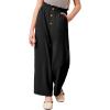 imageBatermoon Girls Pants Paper Bag Elastic Waist Wide Leg Loose Trousers with PocketBlack