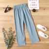 imageBatermoon Girls Pants Paper Bag Elastic Waist Wide Leg Loose Trousers with PocketBlue