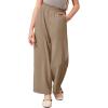 imageBatermoon Girls Pants Paper Bag Elastic Waist Wide Leg Loose Trousers with PocketBrown