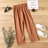 imageBatermoon Girls Pants Paper Bag Elastic Waist Wide Leg Loose Trousers with PocketOrange