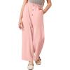 imageBatermoon Girls Pants Paper Bag Elastic Waist Wide Leg Loose Trousers with PocketPink