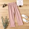 imageBatermoon Girls Pants Paper Bag Elastic Waist Wide Leg Loose Trousers with PocketPink