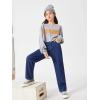 imageGirls Casual Denim Pants High Waisted Wide Leg Jeans with PocketBlue