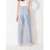 imageGirls Casual Denim Pants High Waisted Wide Leg Jeans with PocketLight Blue