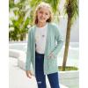 imageGoranbon Girls Cardigan Sweaters Open Front Long Sleeve Casual Sweater Coats with PocketsMint Green