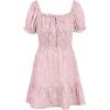 imageGoranbon Girls Summer Floral Dress Kids 2025 Puff Sleeve Square Neck Smocked Flowy Sun DressesAlight Pink