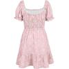 imageGoranbon Girls Summer Floral Dress Kids 2025 Puff Sleeve Square Neck Smocked Flowy Sun DressesAlight Pink