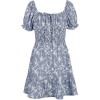 imageGoranbon Girls Summer Floral Dress Kids 2025 Puff Sleeve Square Neck Smocked Flowy Sun DressesAnavy Blue