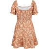 imageGoranbon Girls Summer Floral Dress Kids 2025 Puff Sleeve Square Neck Smocked Flowy Sun DressesAorange