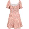 imageGoranbon Girls Summer Floral Dress Kids 2025 Puff Sleeve Square Neck Smocked Flowy Sun DressesApink