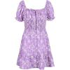 imageGoranbon Girls Summer Floral Dress Kids 2025 Puff Sleeve Square Neck Smocked Flowy Sun DressesApurple