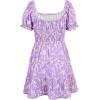 imageGoranbon Girls Summer Floral Dress Kids 2025 Puff Sleeve Square Neck Smocked Flowy Sun DressesApurple