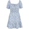 imageGoranbon Girls Summer Floral Dress Kids 2025 Puff Sleeve Square Neck Smocked Flowy Sun DressesAsky Blue