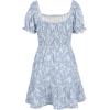 imageGoranbon Girls Summer Floral Dress Kids 2025 Puff Sleeve Square Neck Smocked Flowy Sun DressesAsky Blue