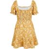 imageGoranbon Girls Summer Floral Dress Kids 2025 Puff Sleeve Square Neck Smocked Flowy Sun DressesAyellow