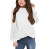 imageBatermoon Girls Long Sleeve Shirts Lace Loose Fit Casual Crewneck Blouses Tops 514 YearsAwhite