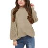 imageBatermoon Girls Long Sleeve Shirts Lace Loose Fit Casual Crewneck Blouses Tops 514 YearsBeige