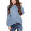 imageBatermoon Girls Long Sleeve Shirts Lace Loose Fit Casual Crewneck Blouses Tops 514 YearsBlue