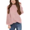 imageBatermoon Girls Long Sleeve Shirts Lace Loose Fit Casual Crewneck Blouses Tops 514 YearsLight Pink