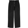 imageBatermoon Girls Pants Paper Bag Elastic Waist Wide Leg Loose Trousers with PocketBlack