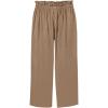 imageBatermoon Girls Pants Paper Bag Elastic Waist Wide Leg Loose Trousers with PocketBrown