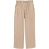 imageBatermoon Girls Pants Paper Bag Elastic Waist Wide Leg Loose Trousers with PocketLight Brown