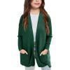 imageGoranbon Girls Cardigan Sweaters Open Front Long Sleeve Casual Sweater Coats with PocketsBlackish Green