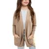 imageGoranbon Girls Cardigan Sweaters Open Front Long Sleeve Casual Sweater Coats with PocketsKhaki