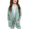 imageGoranbon Girls Cardigan Sweaters Open Front Long Sleeve Casual Sweater Coats with PocketsMint Green