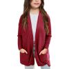 imageGoranbon Girls Cardigan Sweaters Open Front Long Sleeve Casual Sweater Coats with PocketsRed