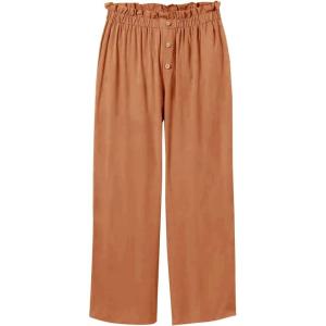 imageBatermoon Girls Pants Paper Bag Elastic Waist Wide Leg Loose Trousers with PocketOrange