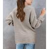 imageBatermoon Girls Button Neck Pullover Sweaters Long Sleeve Loose Fit Fall Knit Jumper Tops Grey