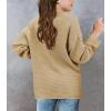 imageBatermoon Girls Button Neck Pullover Sweaters Long Sleeve Loose Fit Fall Knit Jumper Tops Khaki