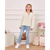 imageBatermoon Girls Button Neck Pullover Sweaters Long Sleeve Loose Fit Fall Knit Jumper Tops White