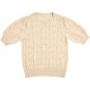 imageBatermoon Girls Puff Short Sleeve Sweaters Crewneck Hollow Out Knit Pullover TopsBeige