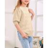 imageBatermoon Girls Puff Short Sleeve Sweaters Crewneck Hollow Out Knit Pullover TopsBeige