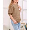 imageBatermoon Girls Puff Short Sleeve Sweaters Crewneck Hollow Out Knit Pullover TopsKhaki