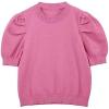 imageBatermoon Girls Puff Short Sleeve Sweaters Crewneck Hollow Out Knit Pullover TopsZbright Pink