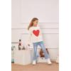 imageBatermoon Girls Pullover Sweaters Long Sleeve Cute Heart Pattern Crewneck Knit Jumper TopsCream White