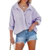 imageFlowyair Womens Oversized Button Down Shirts Business Casual Long Sleeve Blouse Work Striped TopsDark Purple