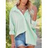 imageFlowyair Womens Oversized Button Down Shirts Business Casual Long Sleeve Blouse Work Striped TopsGreen