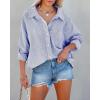 imageFlowyair Womens Oversized Button Down Shirts Business Casual Long Sleeve Blouse Work Striped TopsNavy