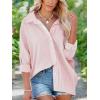 imageFlowyair Womens Oversized Button Down Shirts Business Casual Long Sleeve Blouse Work Striped TopsPink