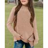 imageGirls Long Sleeve Sweater Mock Neck Fall Soft Knit Pullover Jumper TopsKhaki